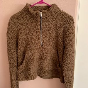 BROWN TEDDY SEMI CROPPED PULL OVER